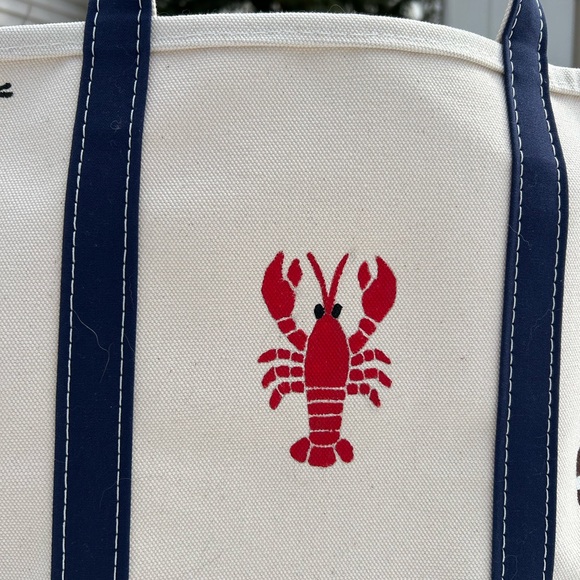 L.L. Bean Cream Tote Painted - Picture 3 of 5